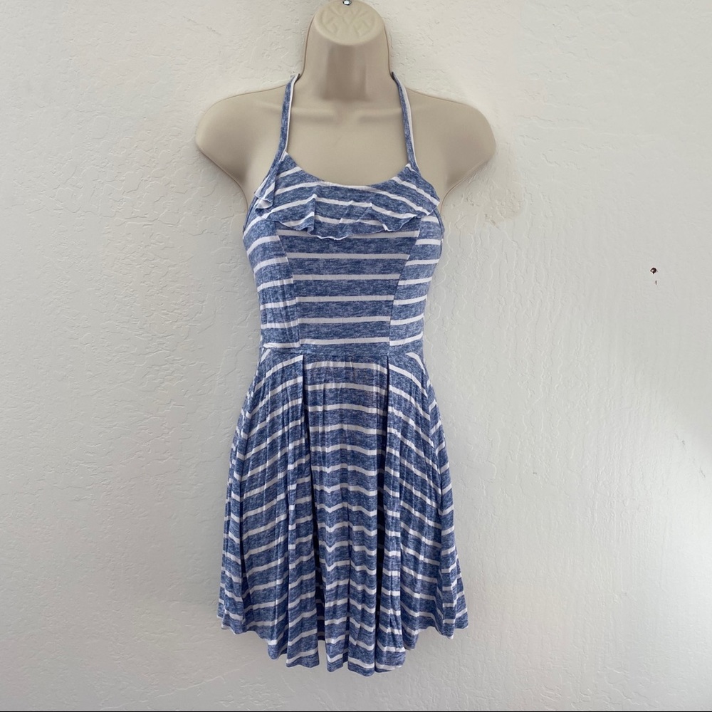 Blue & white striped twirl dress!